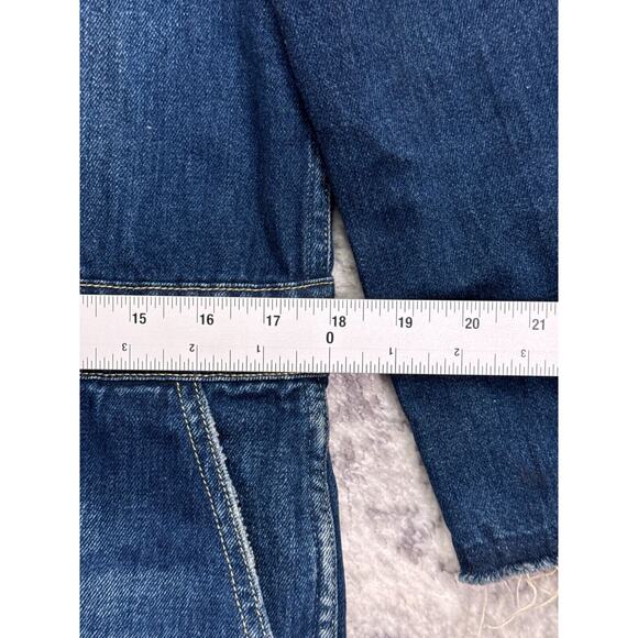 AMO Dress Medium Womens Lola Blue Denim Button Down Raw Hems - Picture 7 of 11